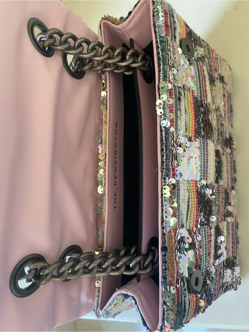 Kurt Geiger Multicolor Sequin Shoulder Bag with Pink Strap
